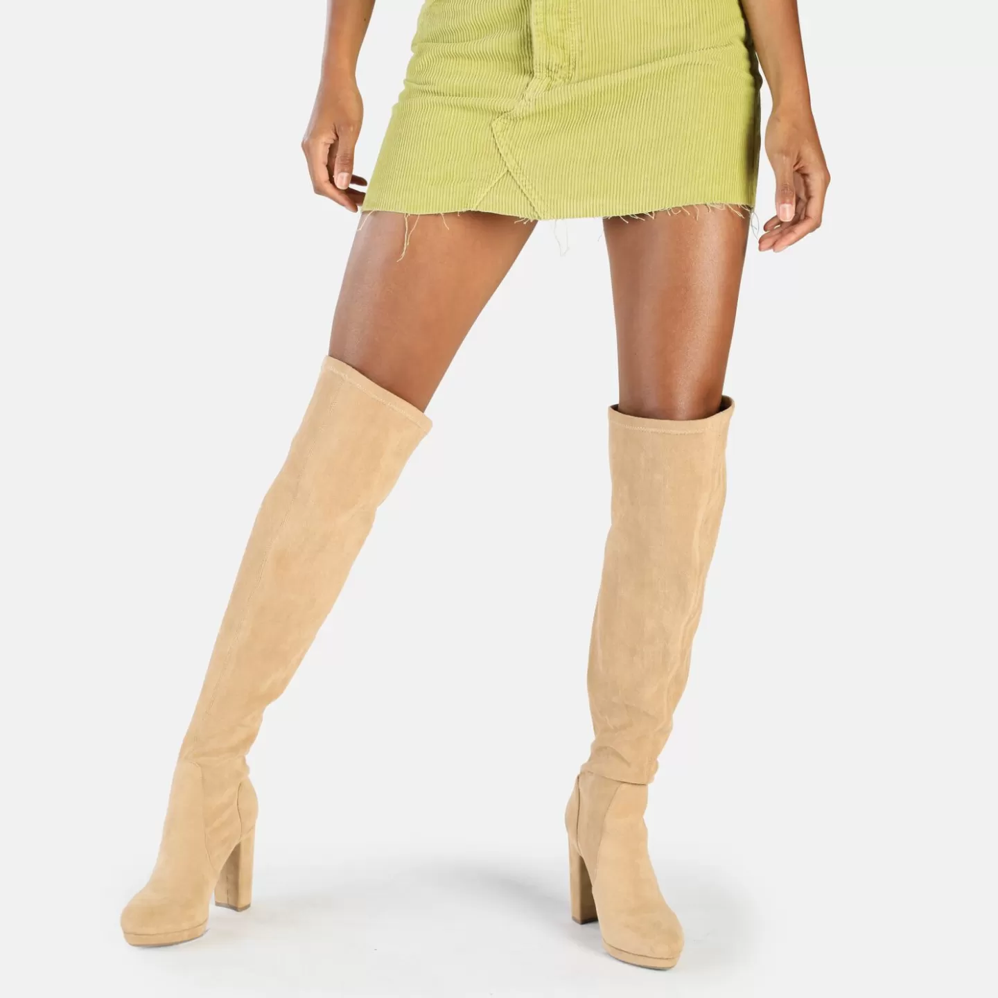 BUFFALO Amy Overknee Boot Vegan Cream Outlet