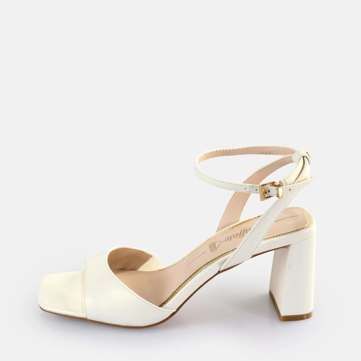 BUFFALO April Neat Heeled Sandals Vegan White Clearance