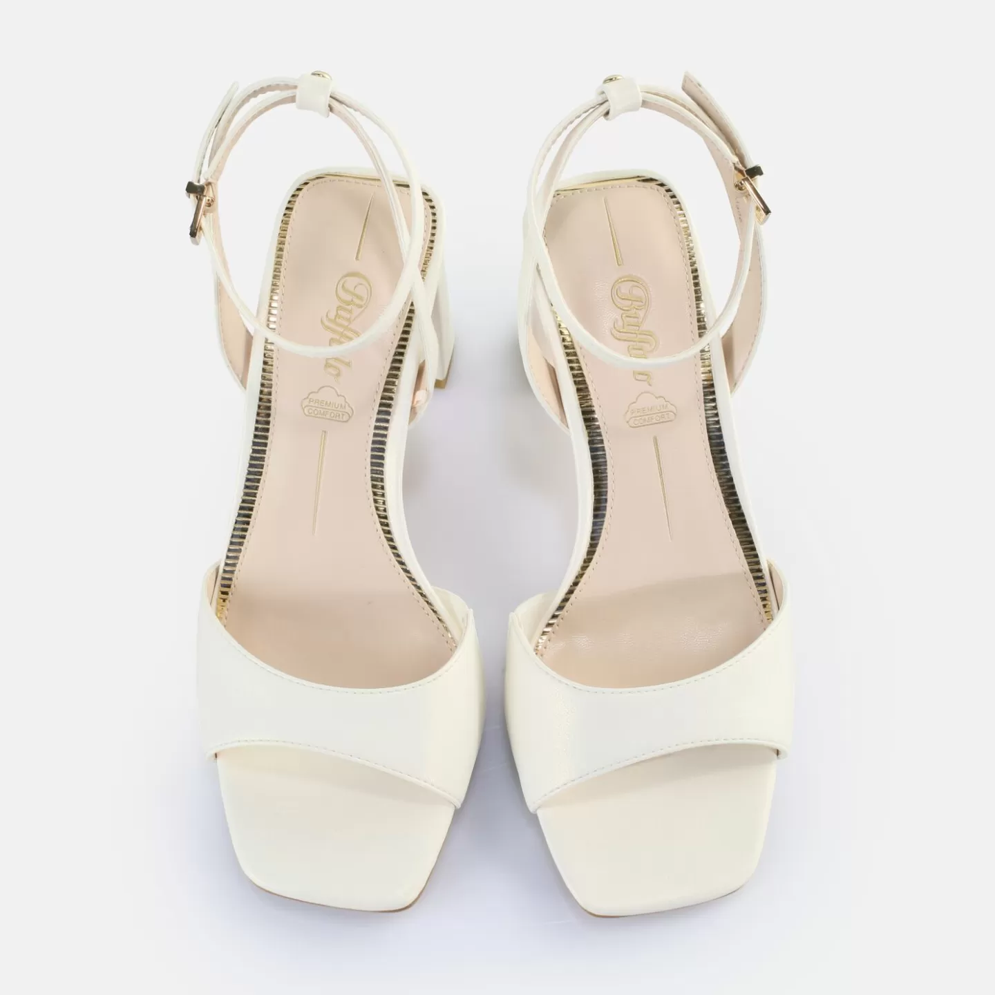 BUFFALO April Neat Heeled Sandals Vegan White Clearance