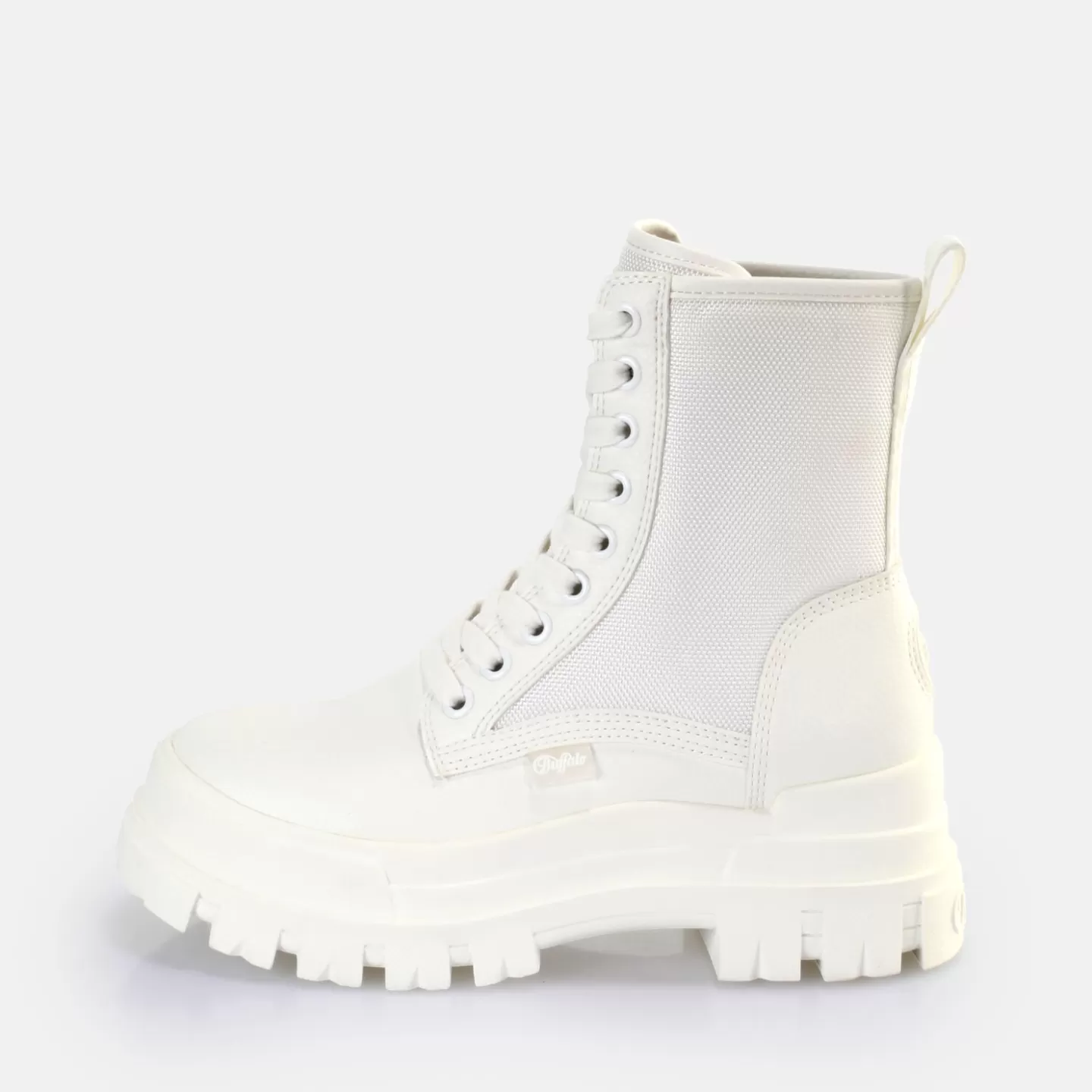 BUFFALO Aspha Com2 Laceup Mid Ankle Boot Vegan White Best