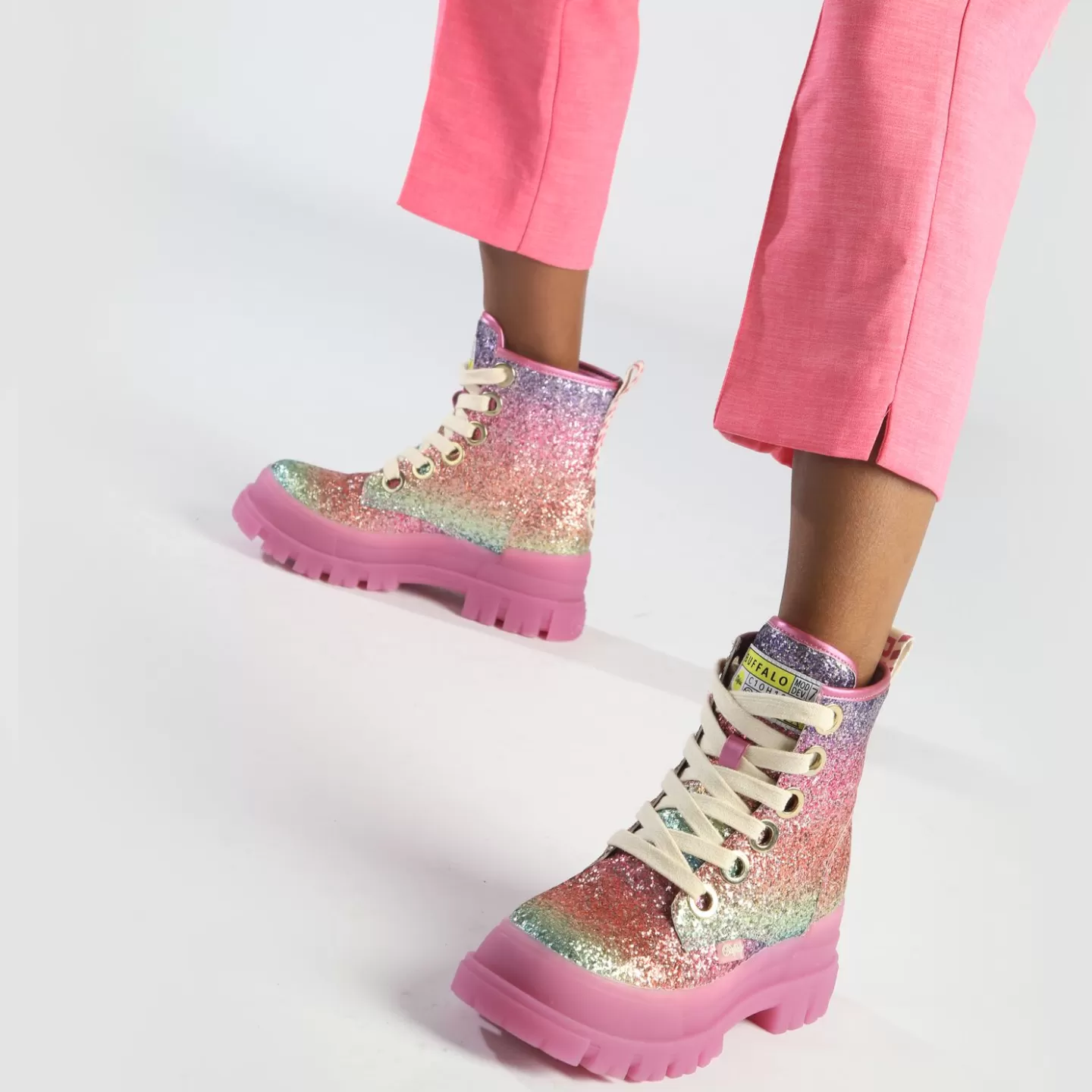 BUFFALO Aspha Lace Up Hi Ankle Boot Vegan Fuchsia Online