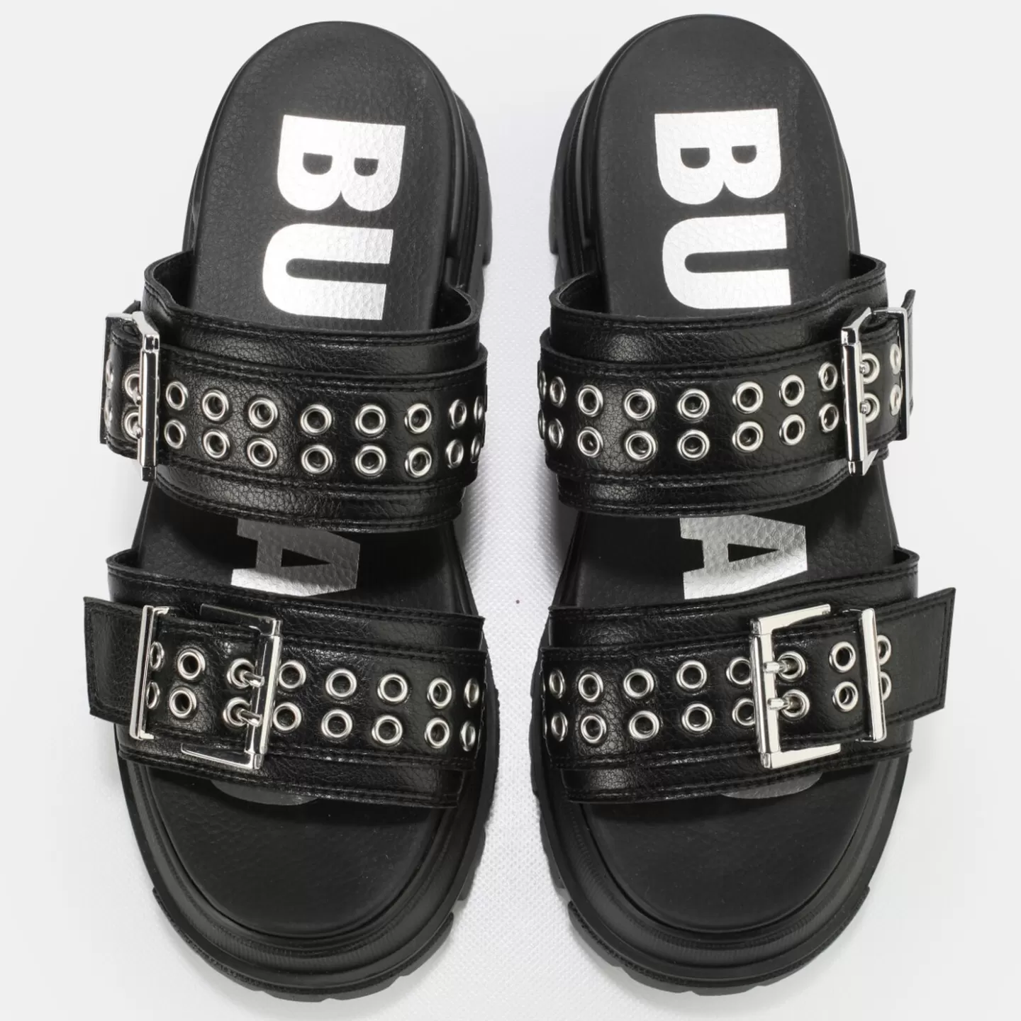 BUFFALO Aspha Loop Platform Sandals Vegan Black Shop