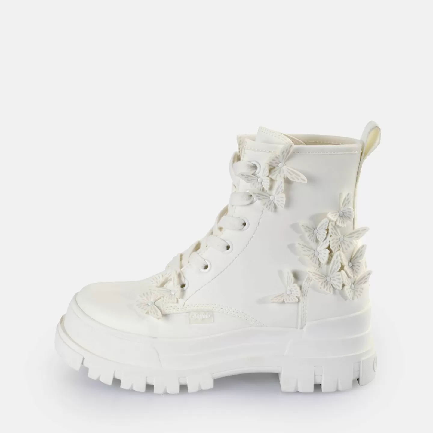 BUFFALO Aspha Rld Butterflies Ankle Boot Vegan White Outlet