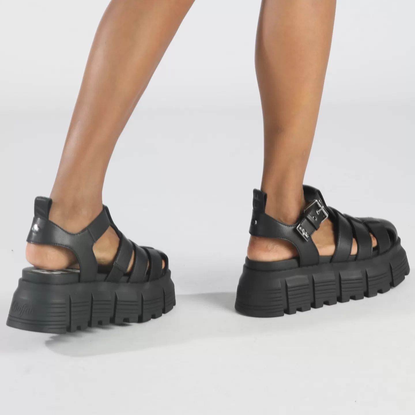 BUFFALO Ava Fisher Platform Sandals Vegan Black New