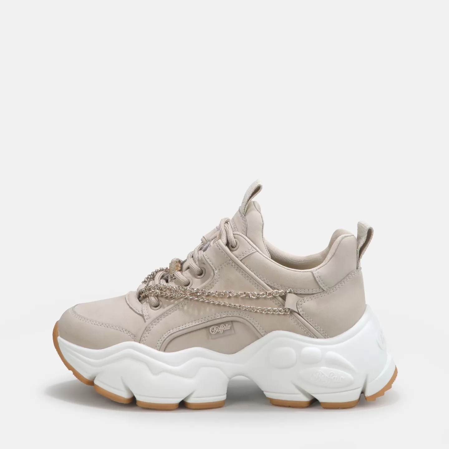 BUFFALO Binary Chain Trainer Low Vegan Beige New