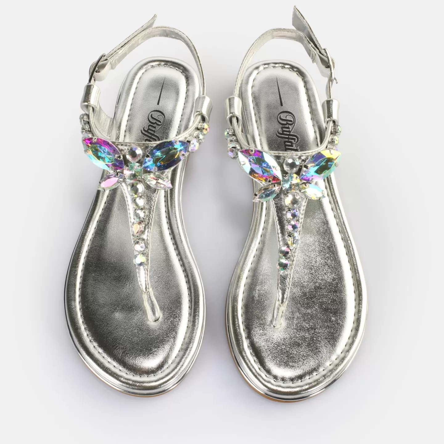 BUFFALO Capri Dragonfly Sandals Vegan Silver Best