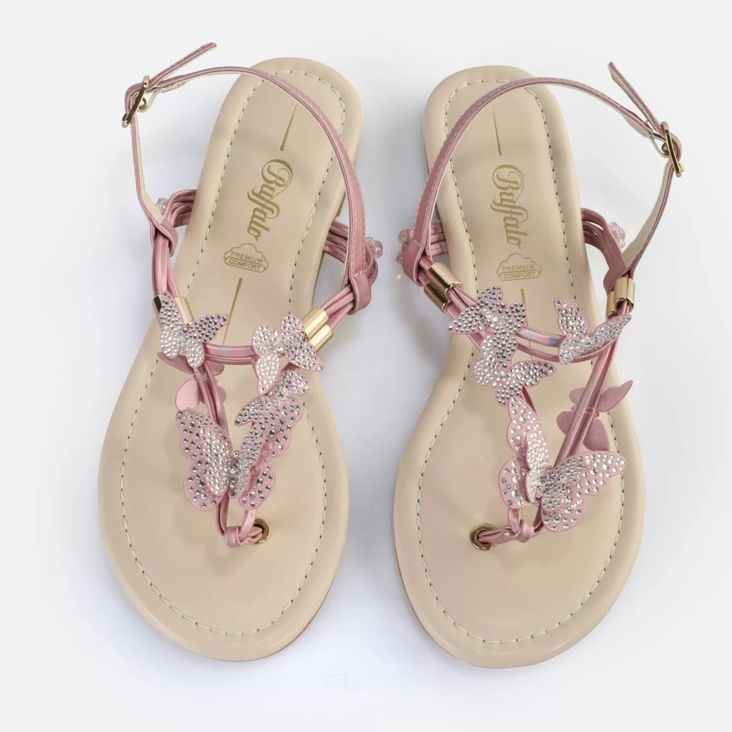 BUFFALO Capri Sparkling Butterfly Sandals Vegan Pink Fashion