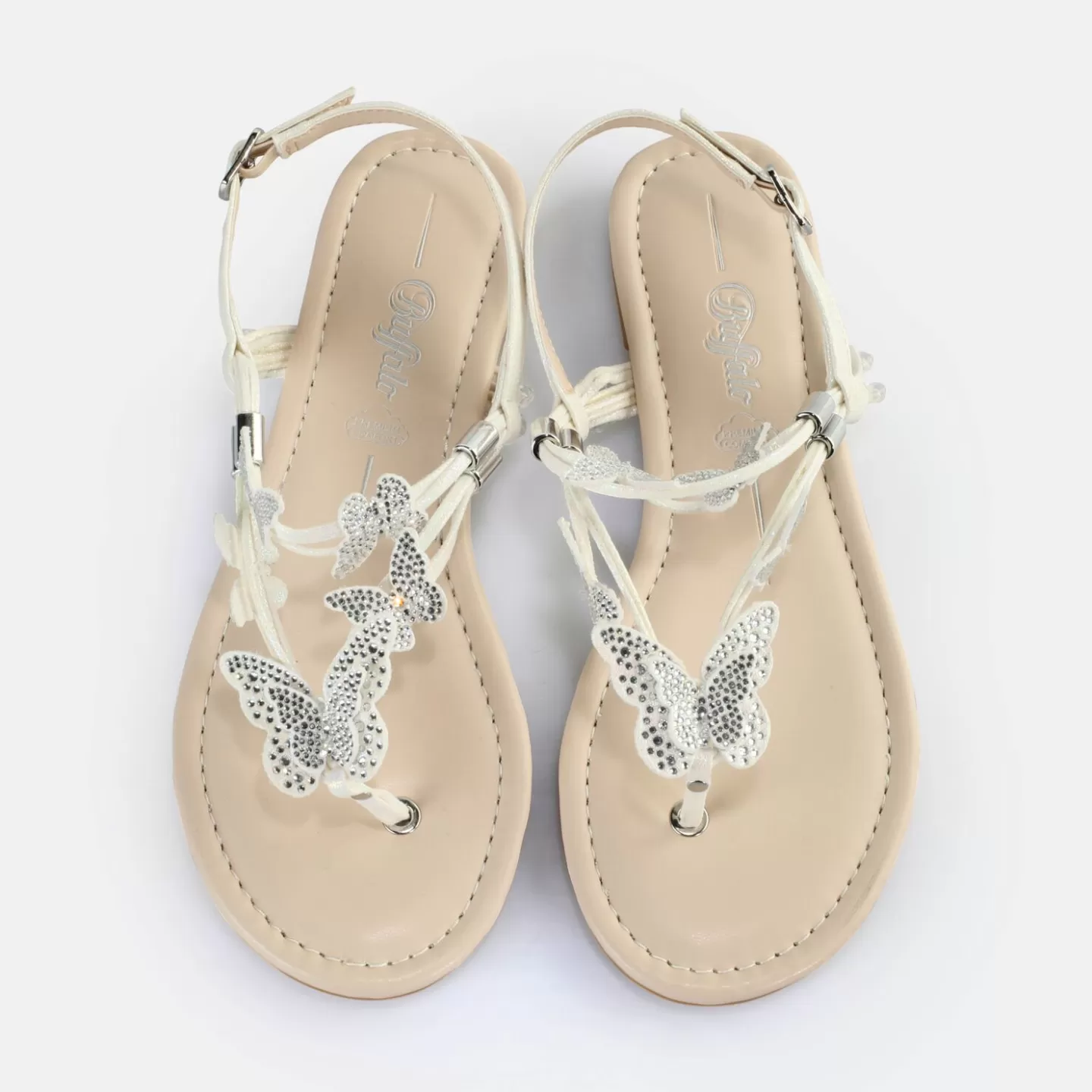 BUFFALO Capri Sparkling Butterfly Sandals Vegan White Cheap