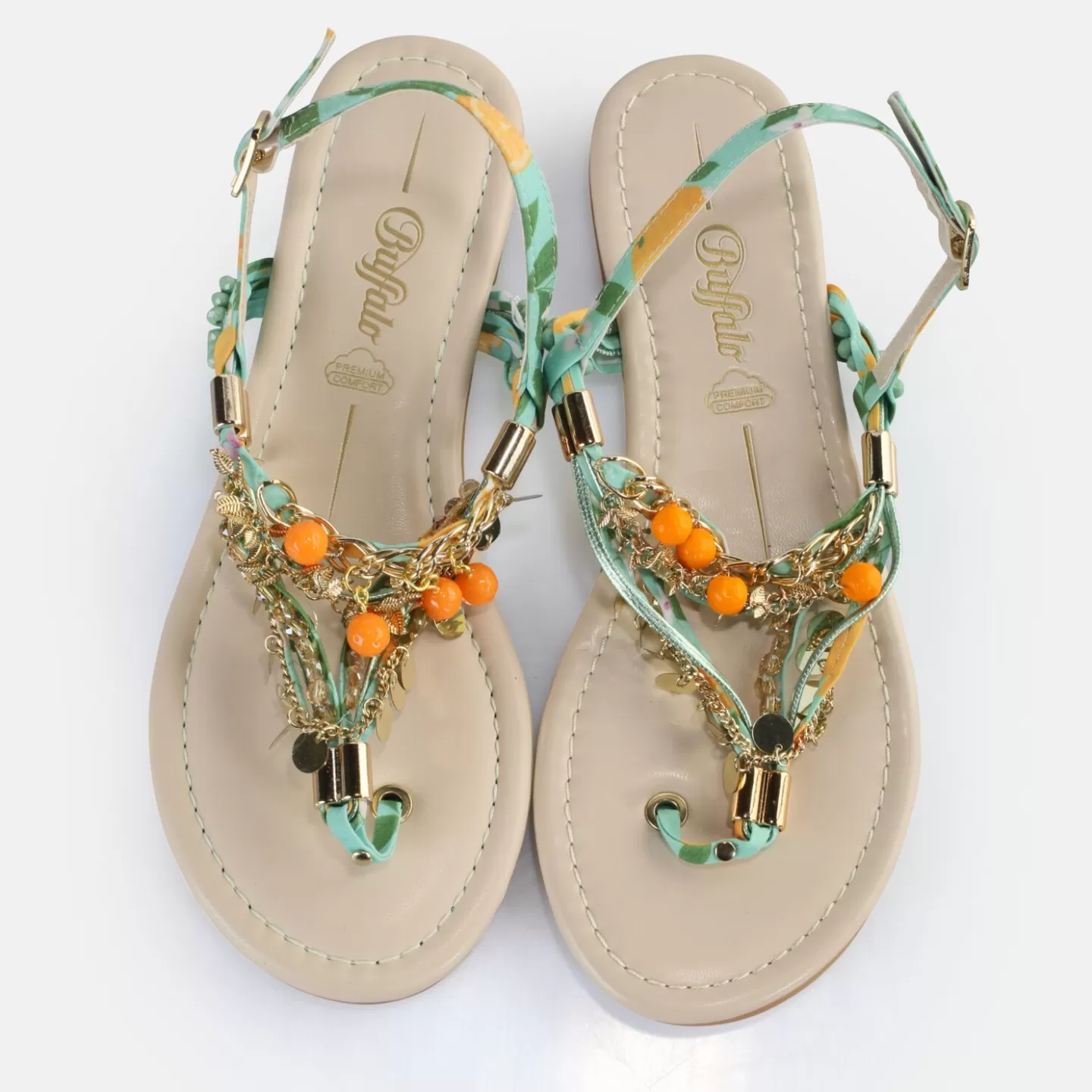 BUFFALO Capri Vacay Sandals Vegan Green Clearance