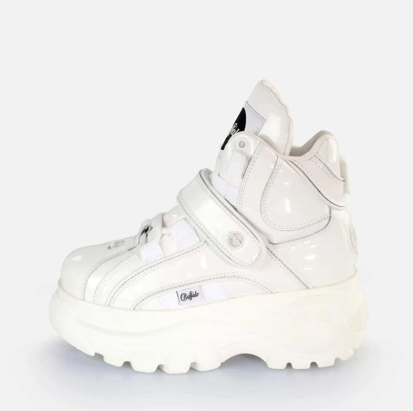 BUFFALO Classic Sneaker High Patent Leather White Cheap