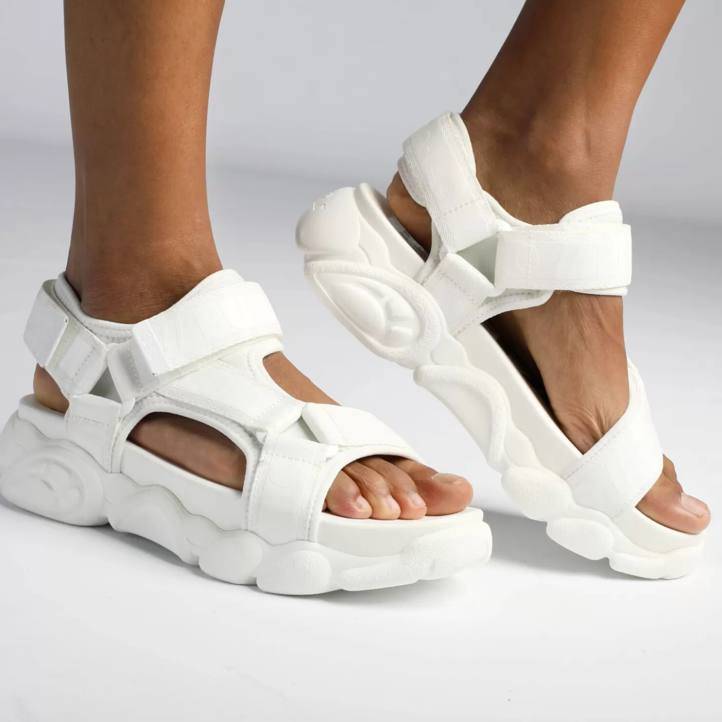 BUFFALO Cld Tec Platform Sandals Vegan White Cheap