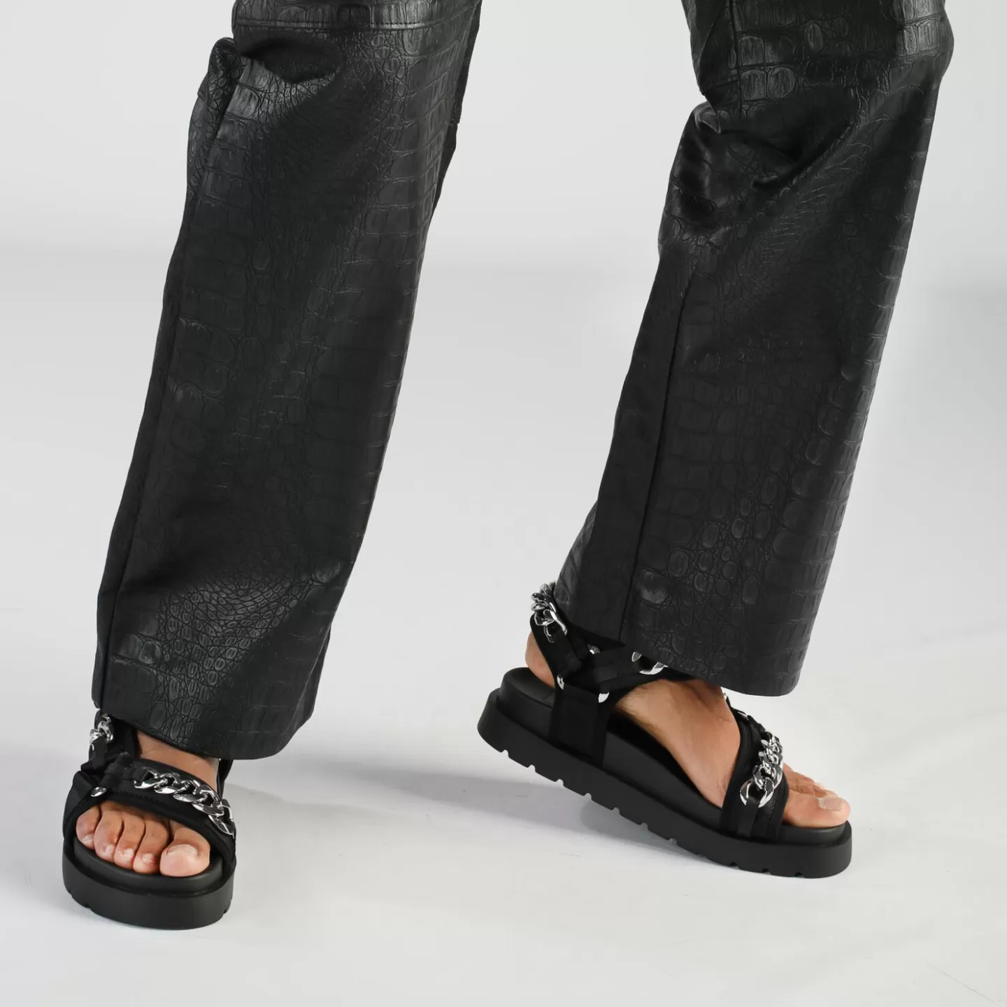 BUFFALO Eve Track C Platform Slide Vegan Black Best Sale