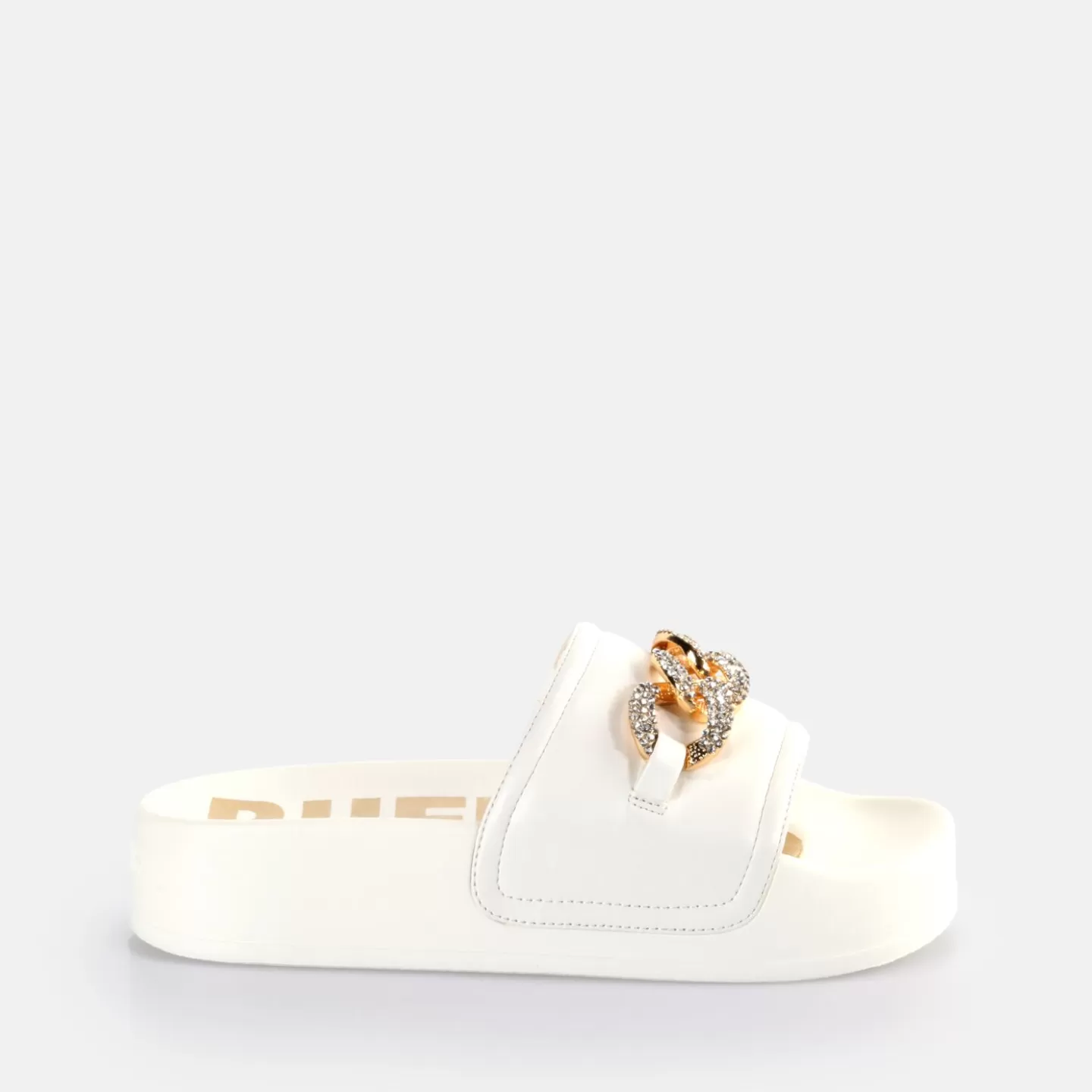 BUFFALO Fabia Chain Platform Slides Vegan White Cheap