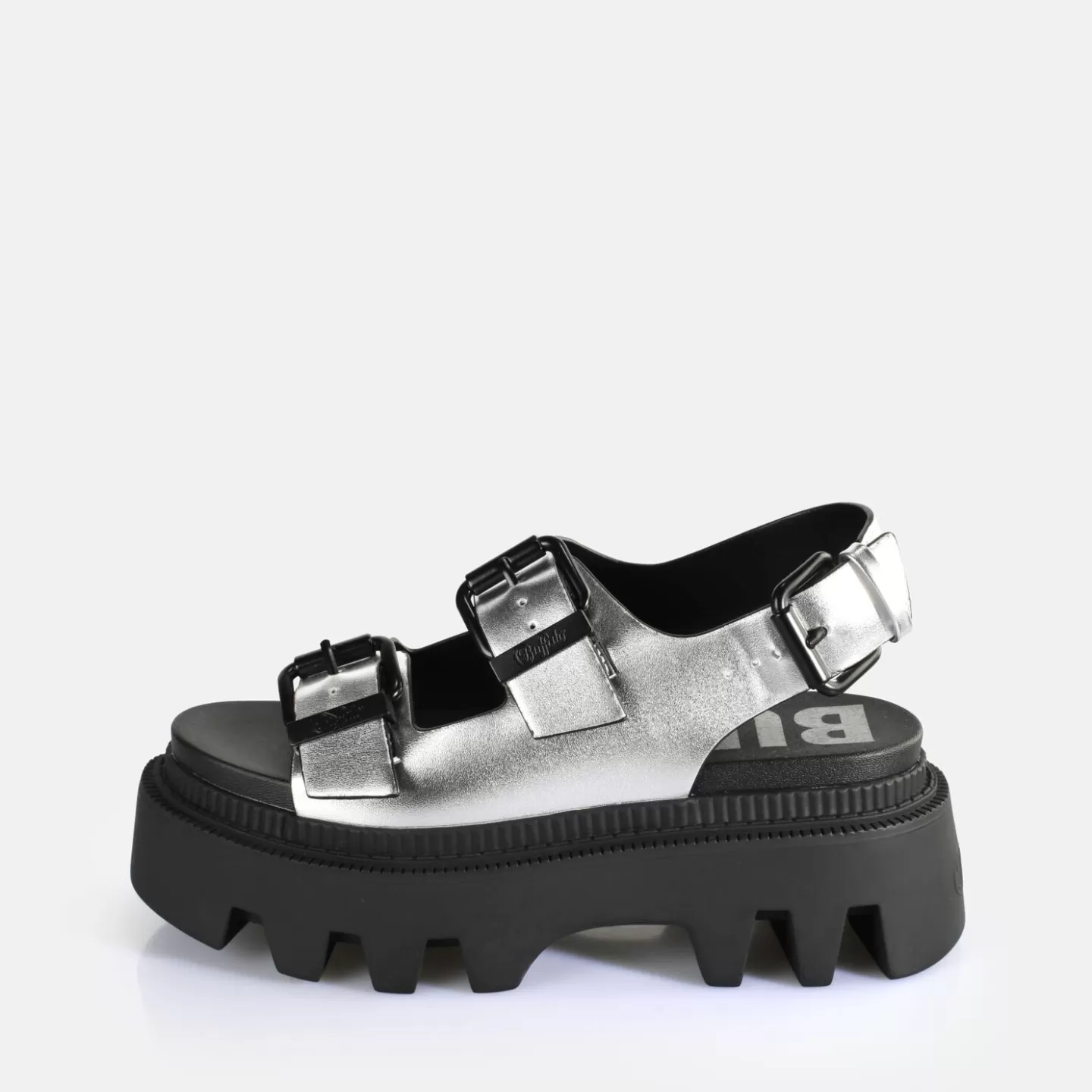 BUFFALO Flora On Platform Sandals Vegan Silver Outlet