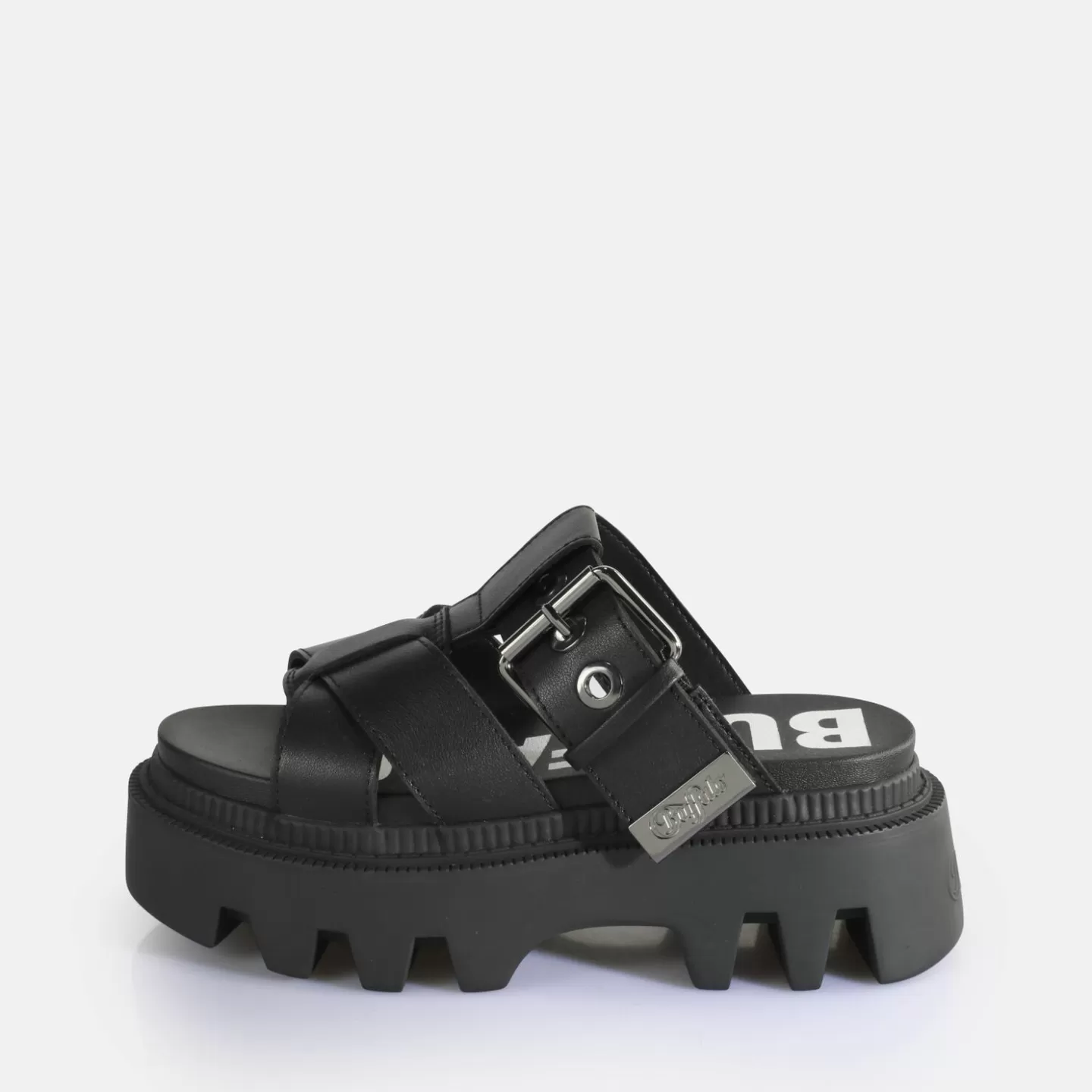 BUFFALO Flora Slide Platform Sandals Vegan Black Cheap