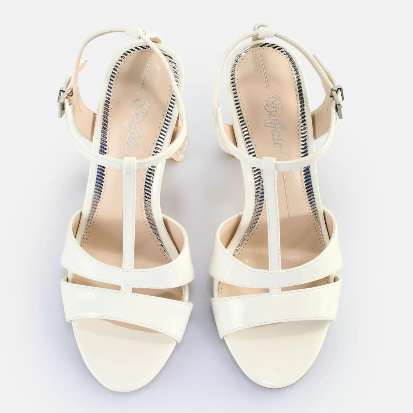 BUFFALO Jean Cage Heeled Sandals Vegan White Hot