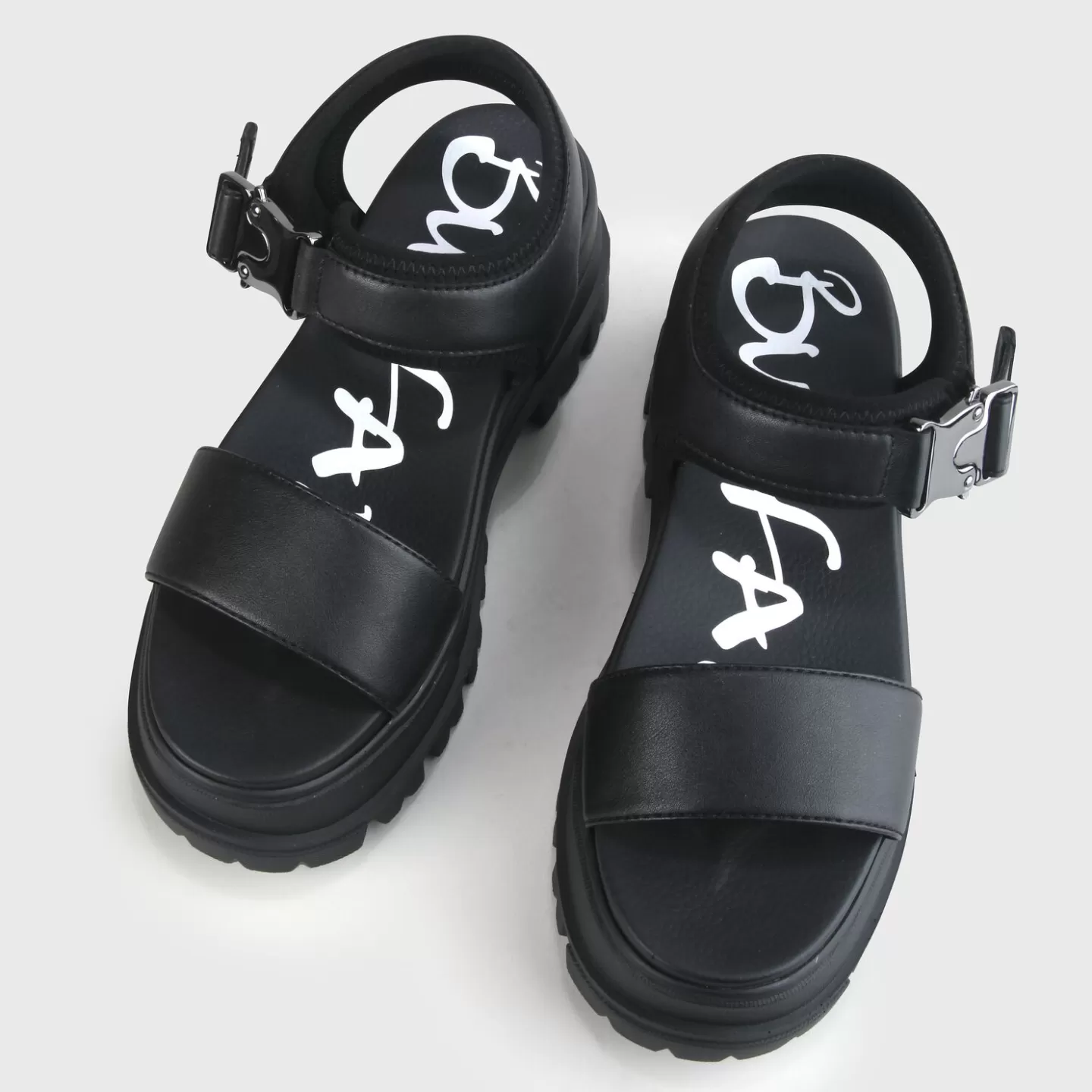 BUFFALO Jojo Plateau Sandals Vegan Black Outlet