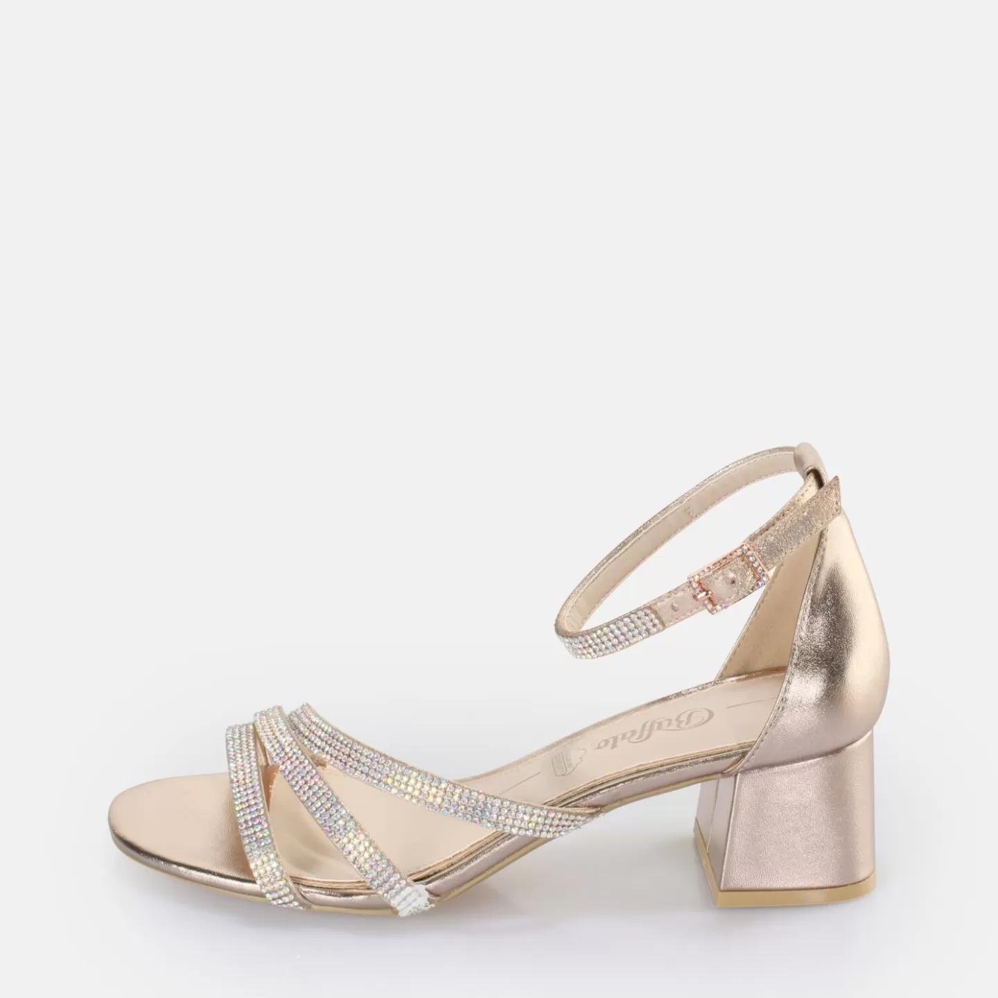 BUFFALO Lilly Glam Heeled Sandal Vegan Gold Sale