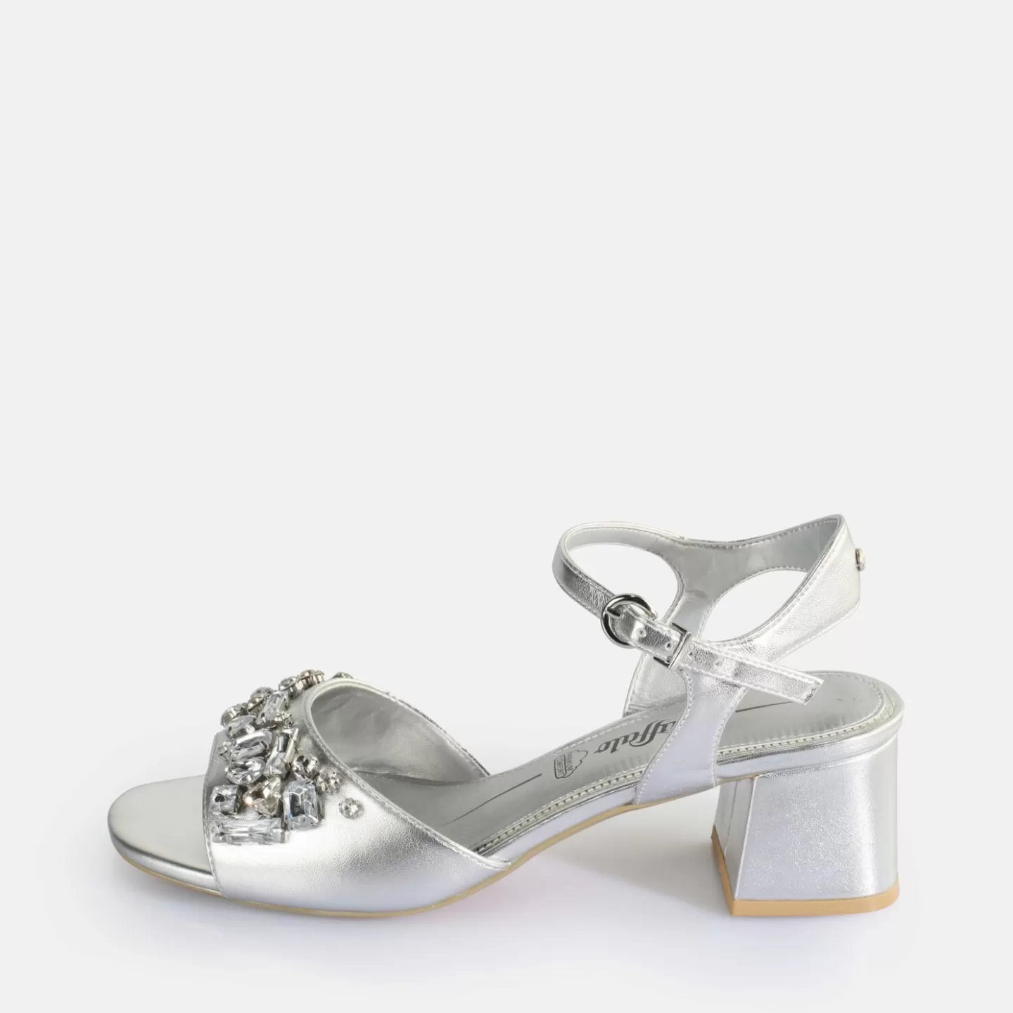 BUFFALO Lilly Ice Heeled Sandals Vegan Silver Clearance