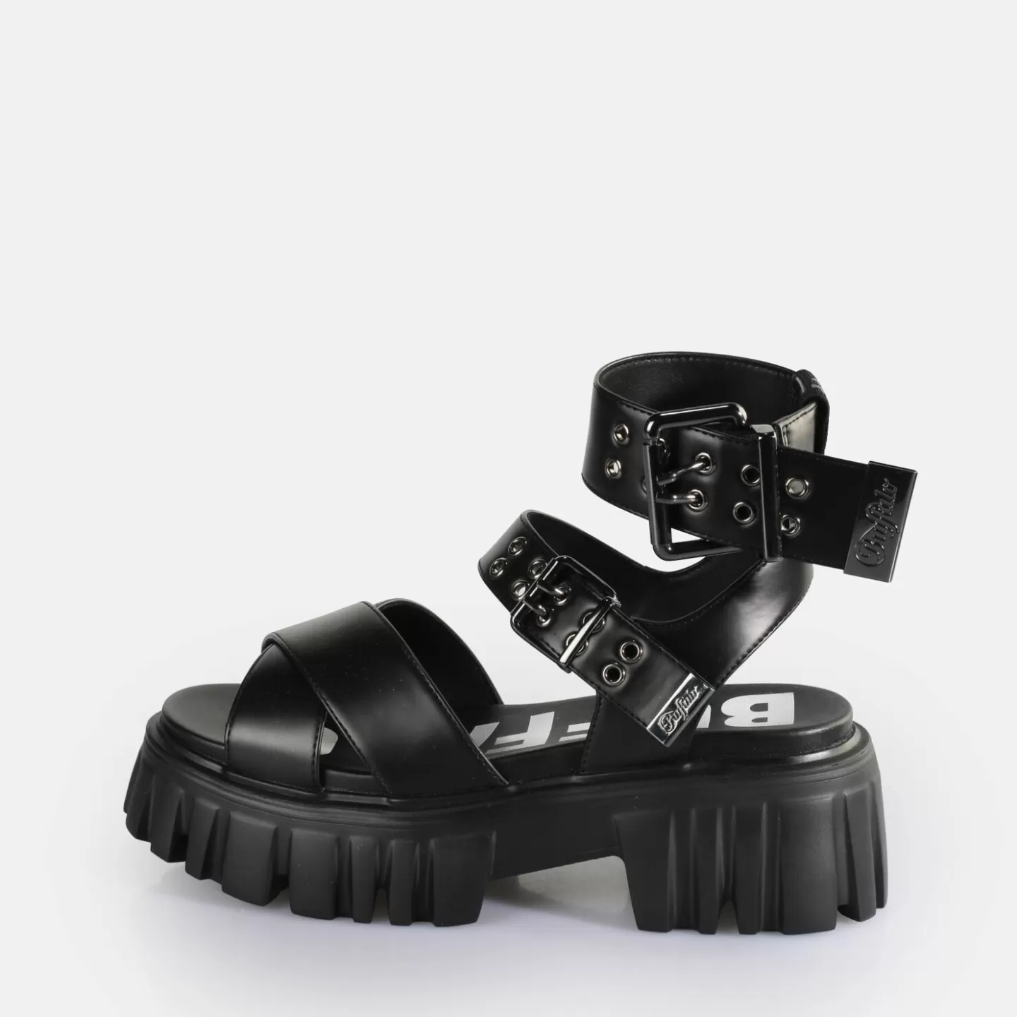 BUFFALO Lion Choker Platform Sandals Vegan Black Store