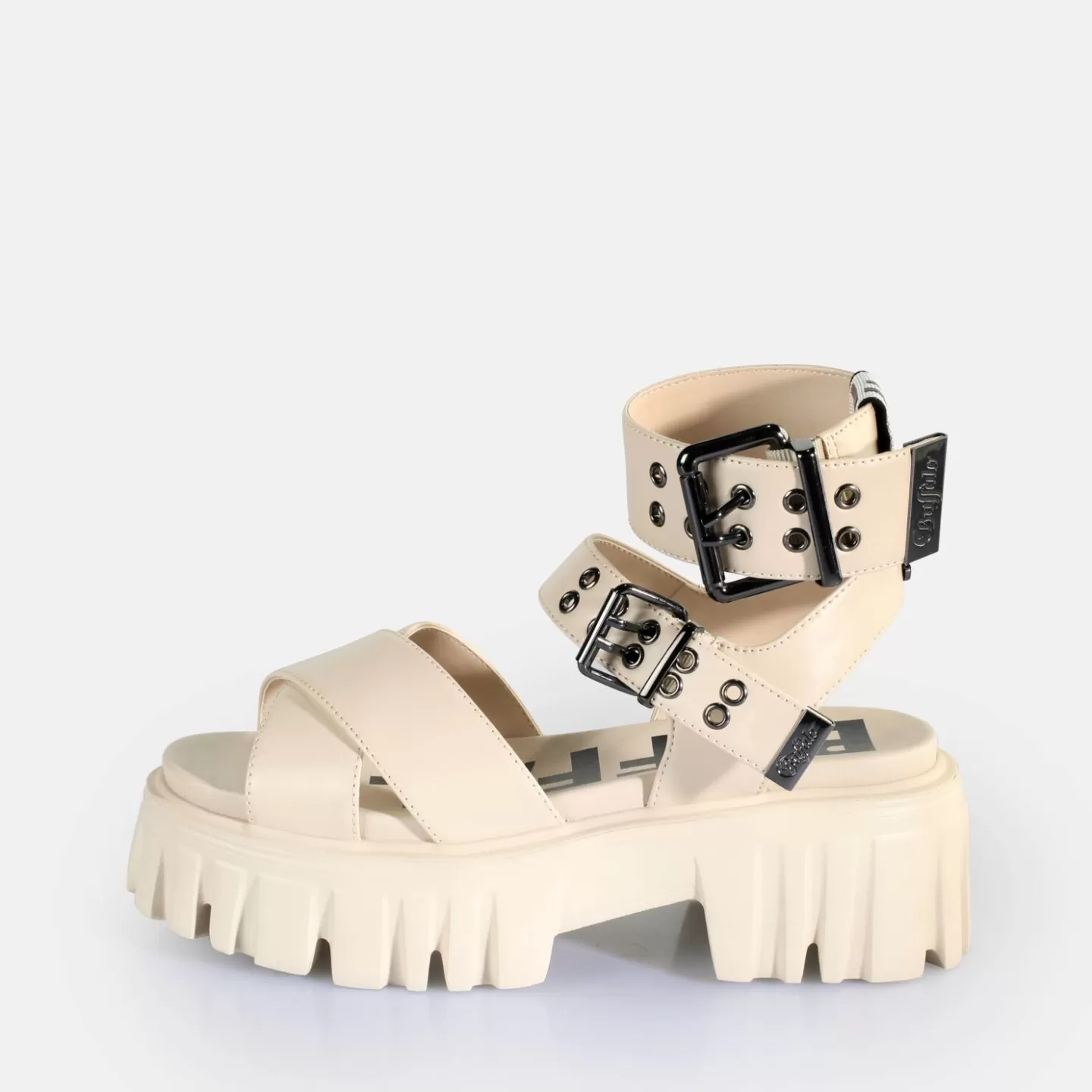 BUFFALO Lion Choker Platform Sandals Vegan Cream Hot