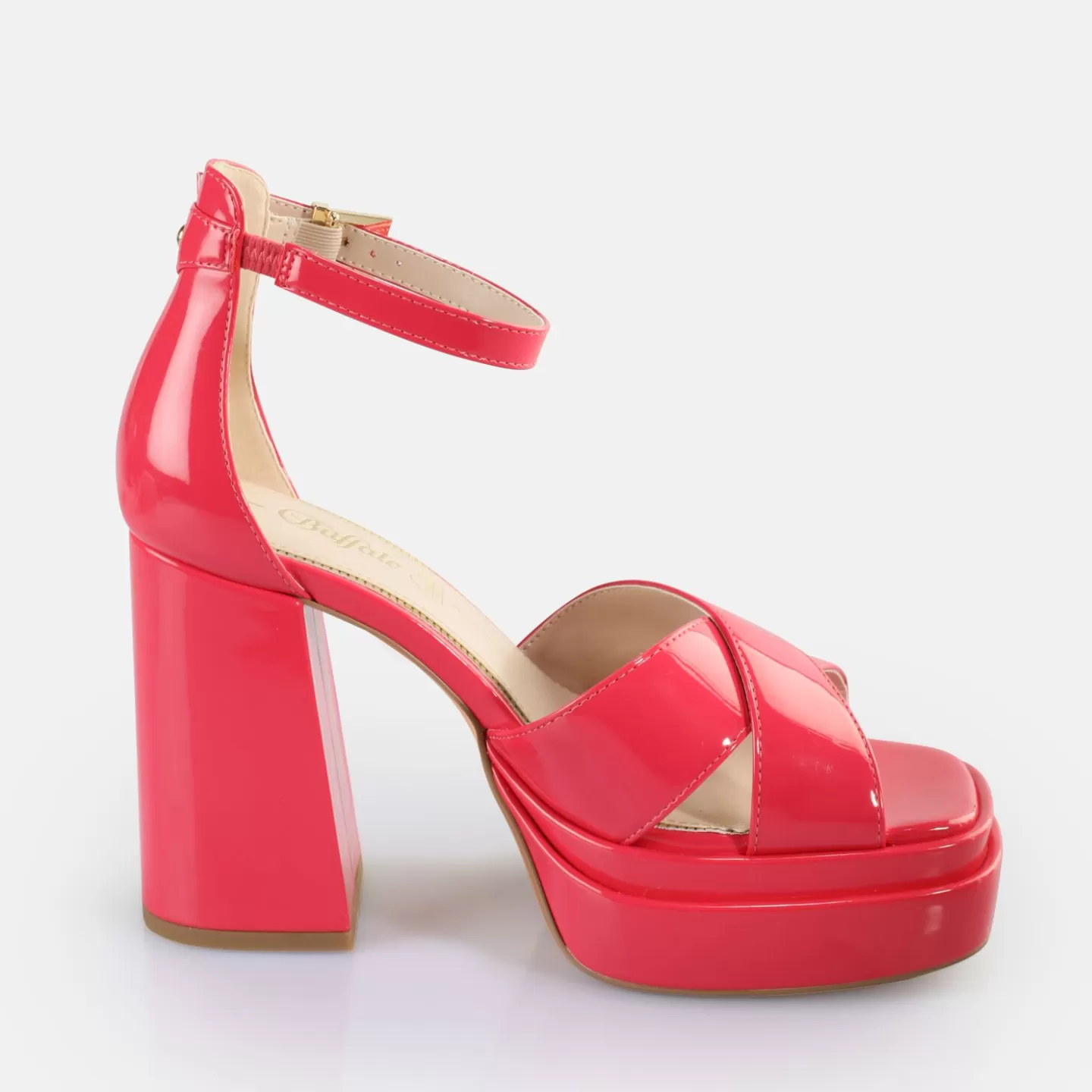 BUFFALO May Cross Heeled Sandals Vegan Pink Discount