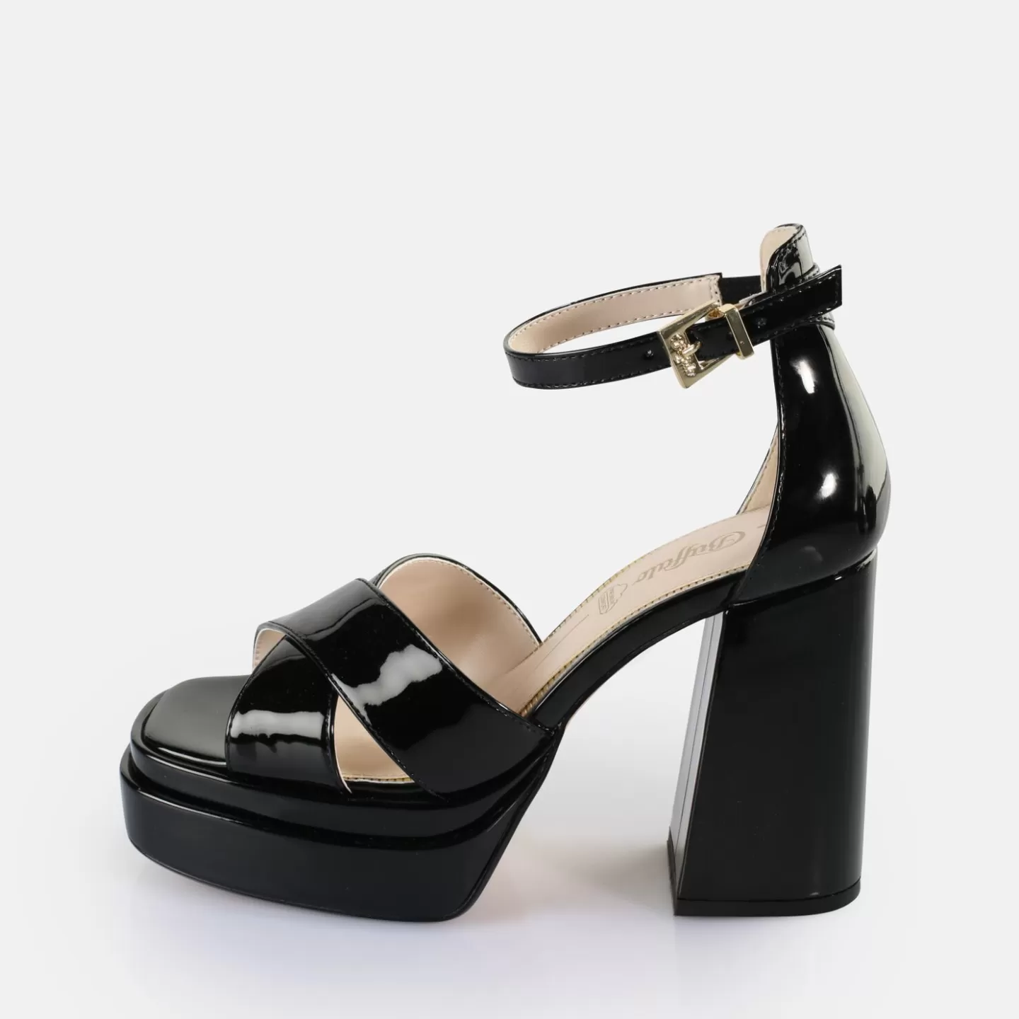 BUFFALO May Cross Heeled Sandals Vegan Black Fashion