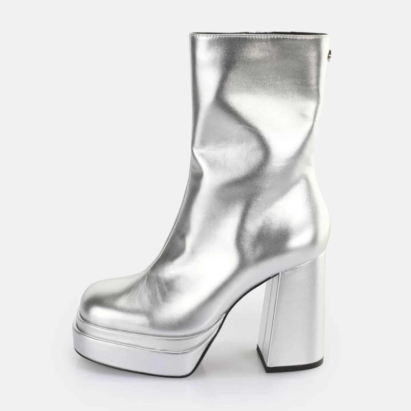 BUFFALO May Zip Boot Mid Ankle Boot Vegan Silver Fashion