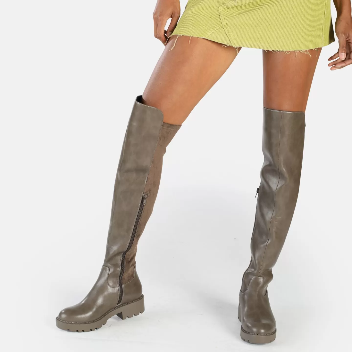 BUFFALO Mireya Overknee Boot Vegan Taupe Fashion