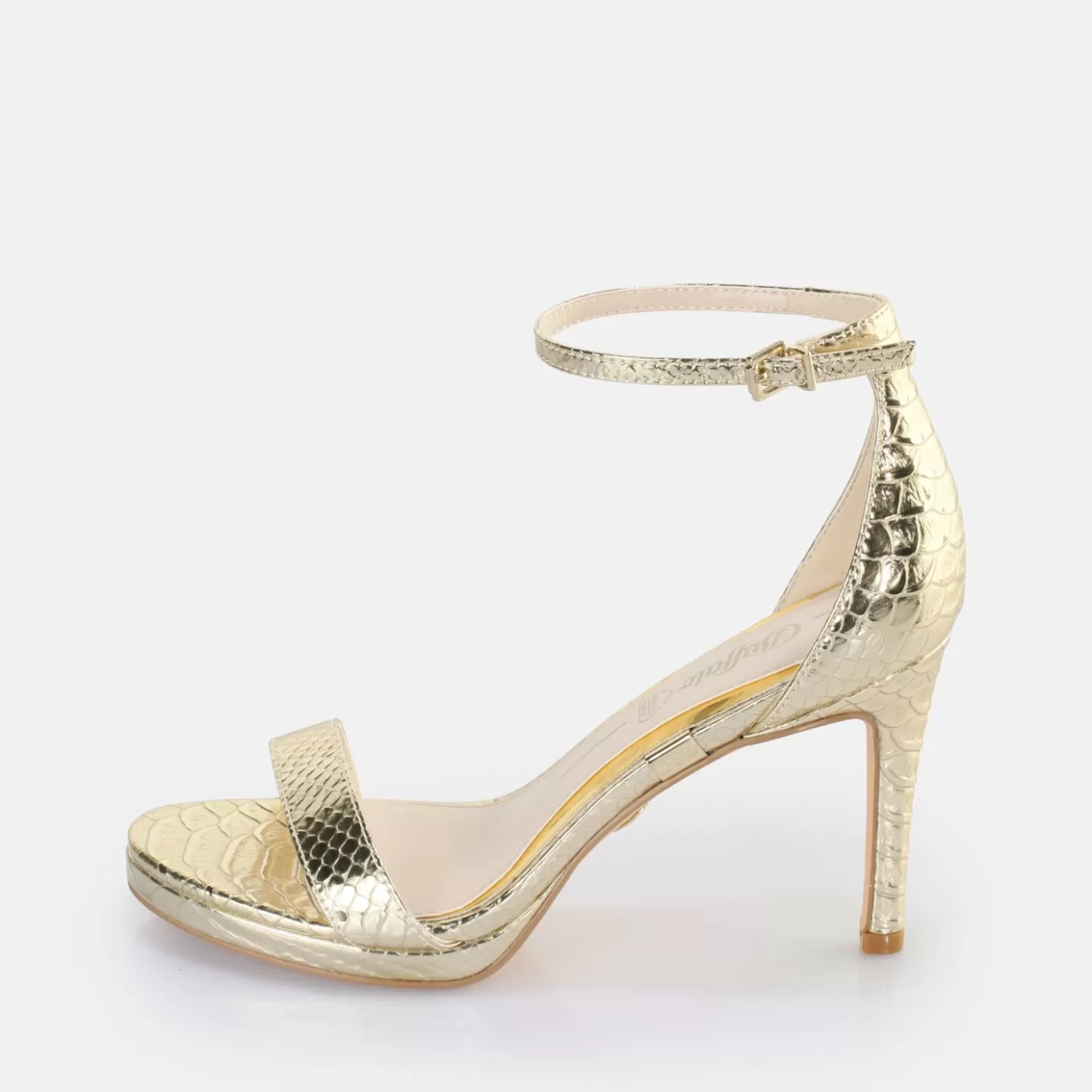 BUFFALO Monroe 2 Heeled Sandal Vegan Snake Gold Discount