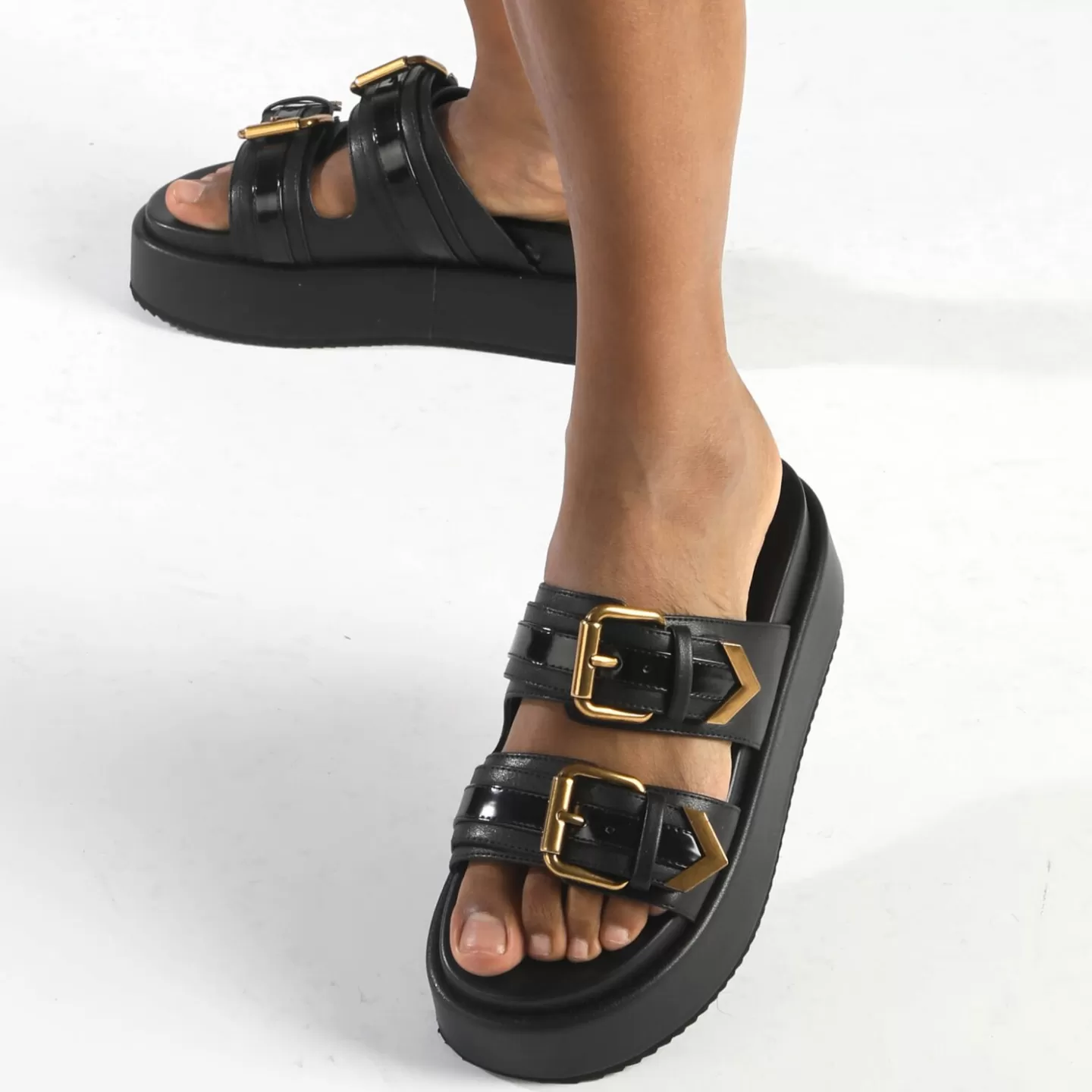 BUFFALO Noa Ari Platform Sandals Vegan Black Cheap