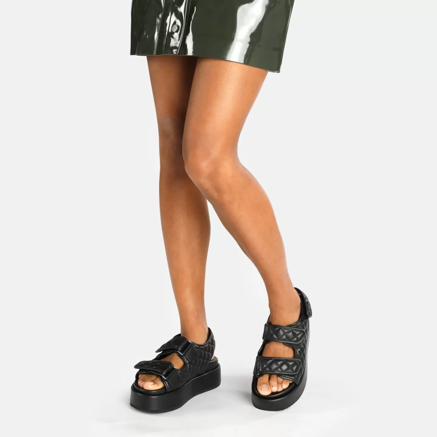 BUFFALO Noa Quilt Platform Sandals Vegan Black Online