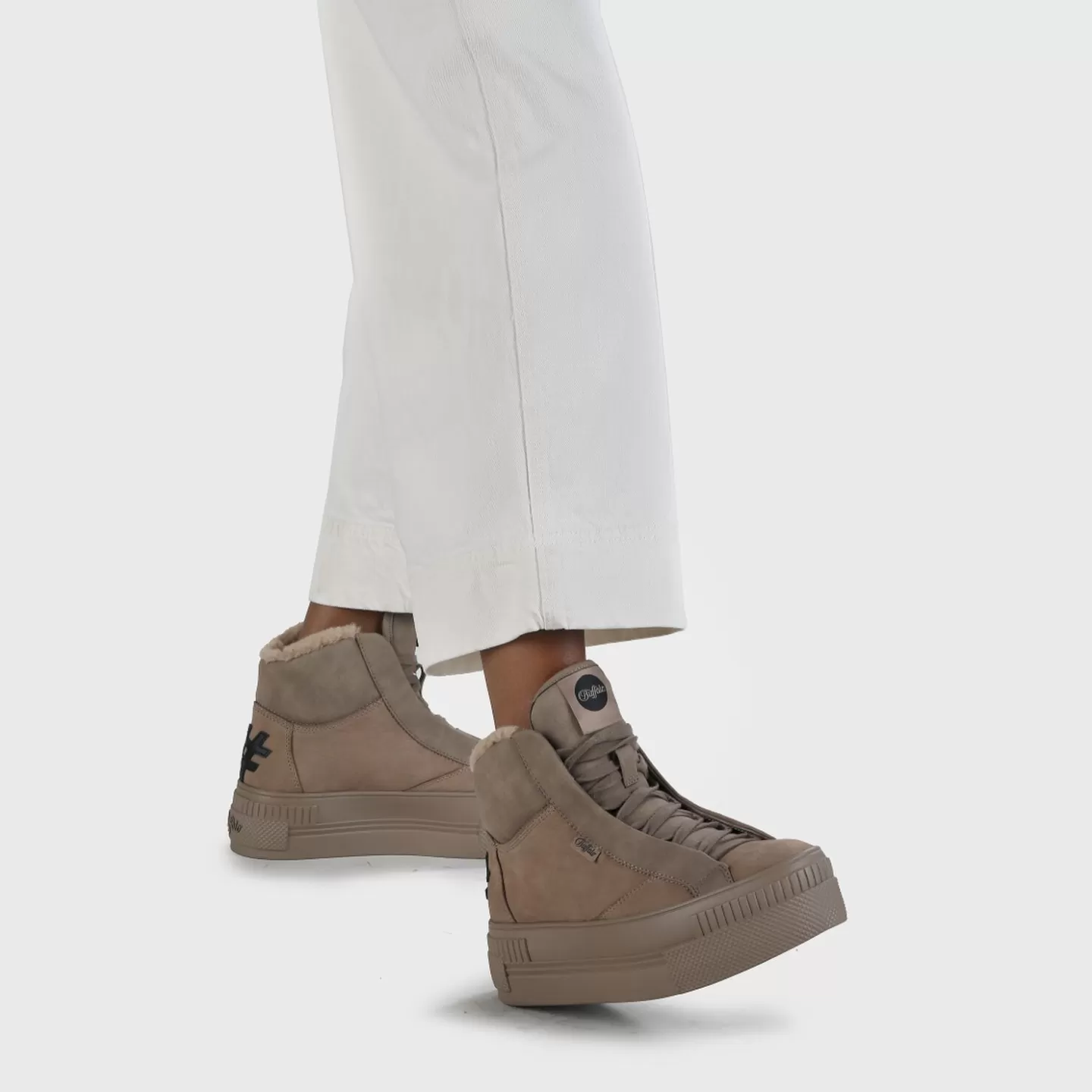 BUFFALO Paired Pl Sneaker Nubuck Leather Taupe Clearance