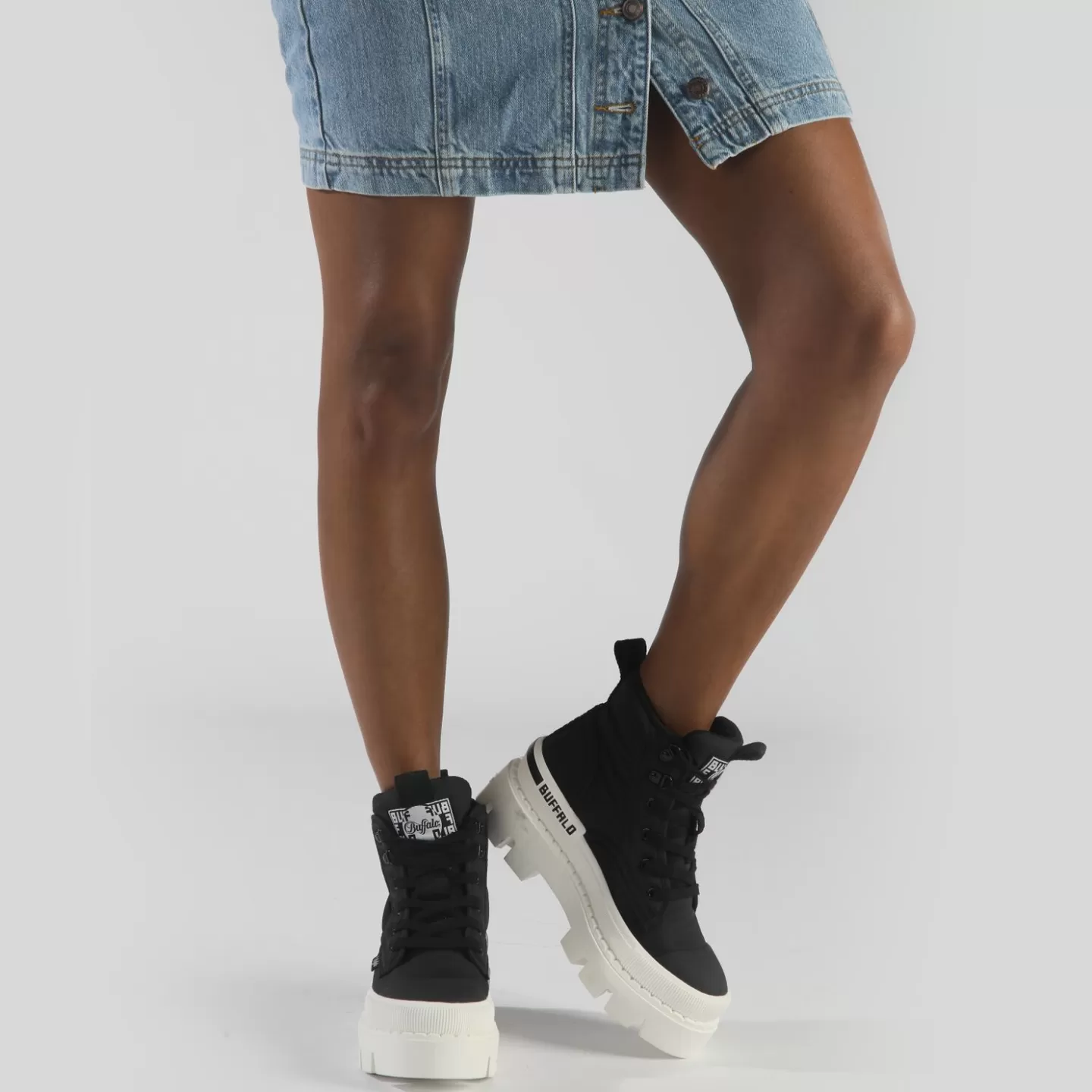 BUFFALO Raven Hi Sneaker High Vegan Black-White Best Sale