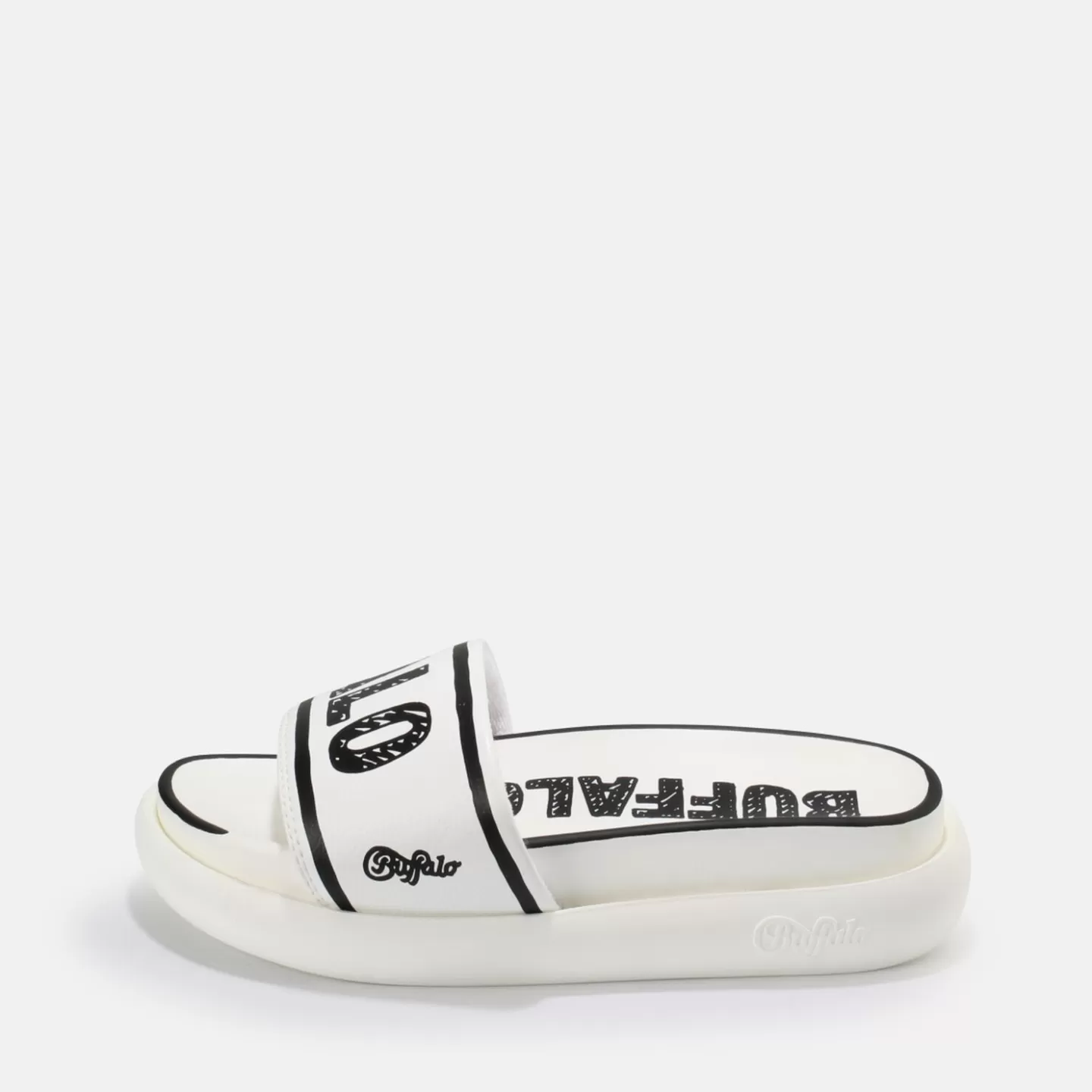 BUFFALO Rey Slide Vegan Black-White Best Sale