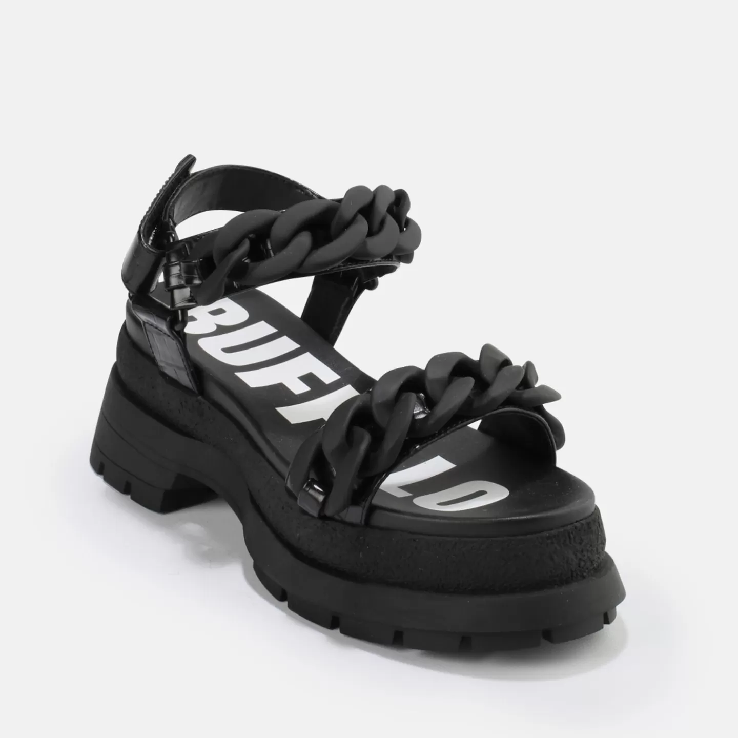 BUFFALO Rude Chain Platform Sandal Vegan Black Cheap