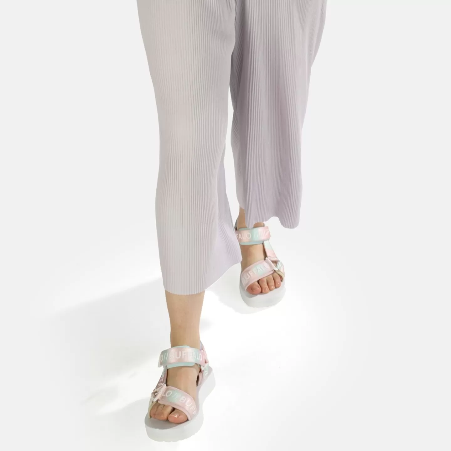 BUFFALO Sage Track Platform Sandals Vegan White Clearance