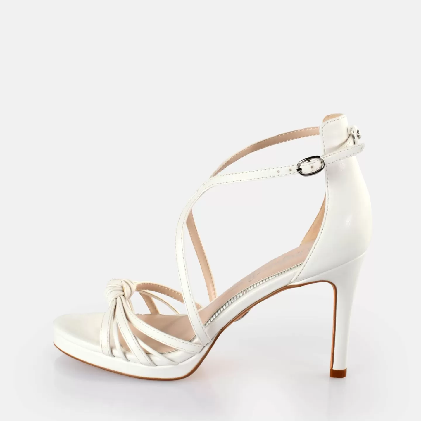 BUFFALO Serena Bow Heeled Sandals Vegan White Clearance