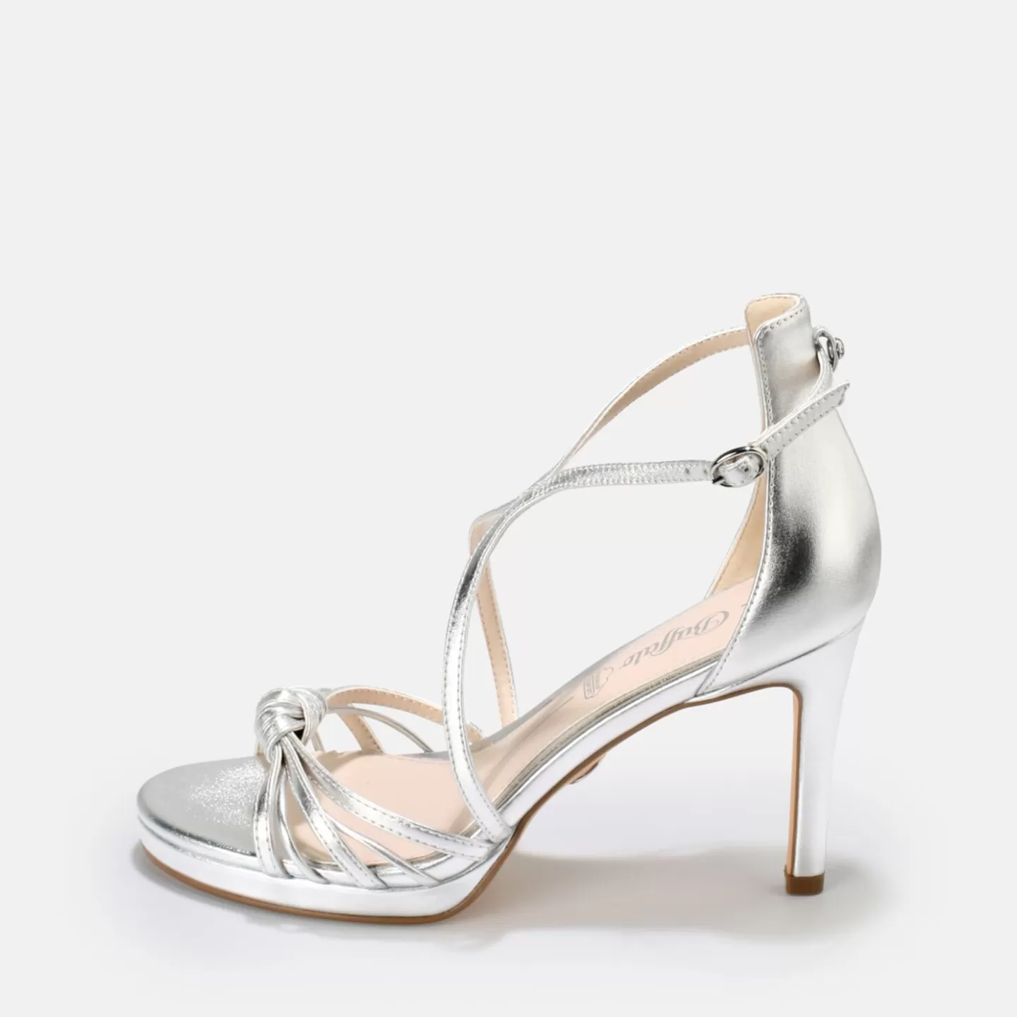 BUFFALO Serena Bow High-Heeled Sandal Vegan Silver Best