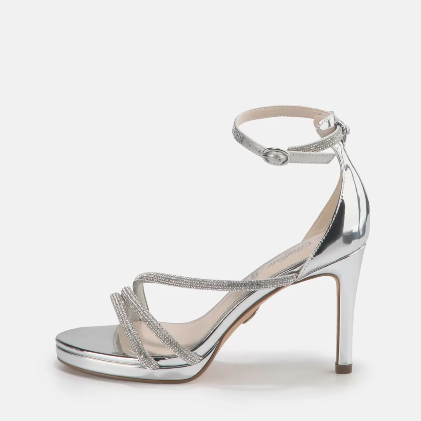 BUFFALO Serena Shine Heeled Sandal Silver New